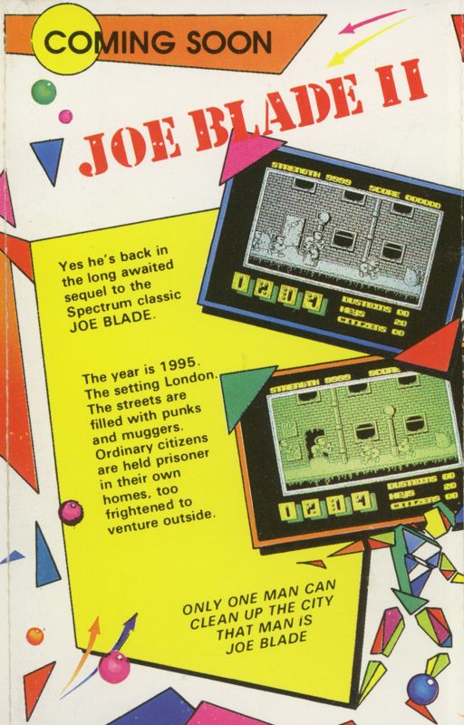 Inside Cover for Joe Blade (ZX Spectrum) (Players re-release)