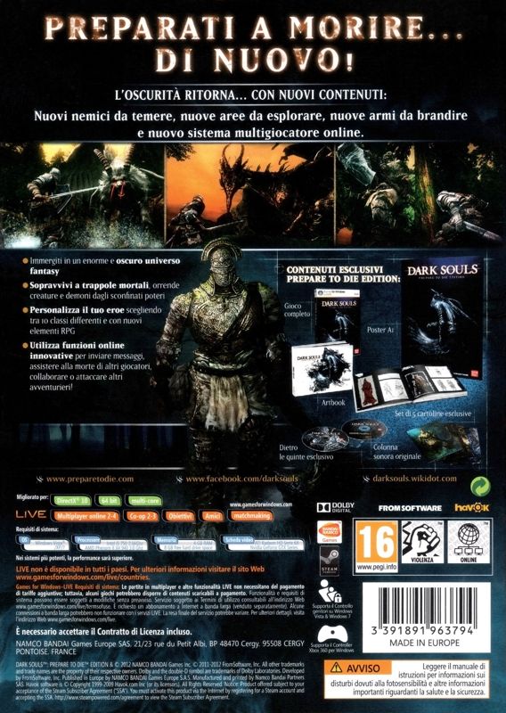 Back Cover for Dark Souls: Prepare to Die Edition (Windows)