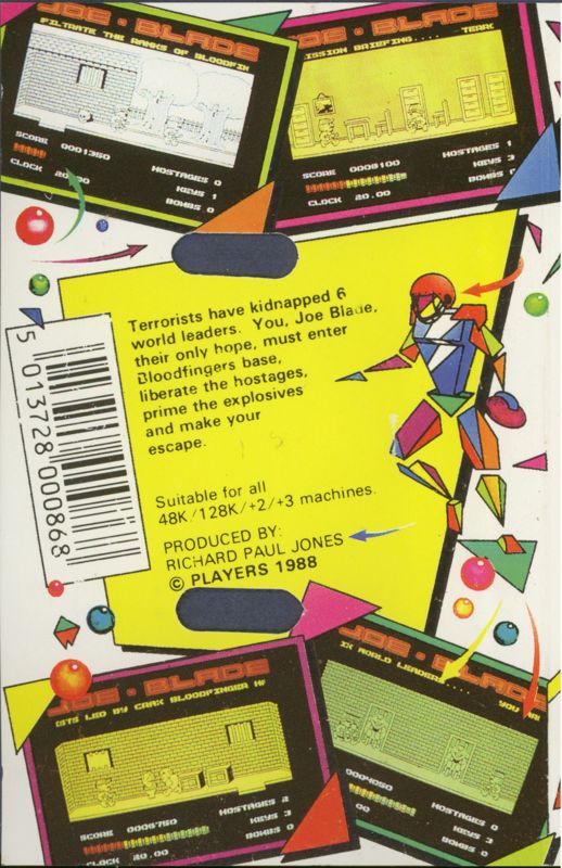Back Cover for Joe Blade (ZX Spectrum) (Players re-release)