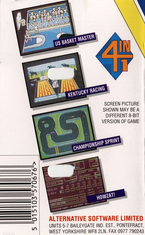 Back Cover for 4 Most Super Sports (ZX Spectrum)