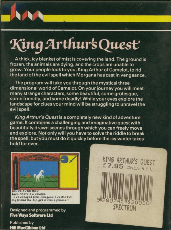 Back Cover for King Arthur's Quest (ZX Spectrum)