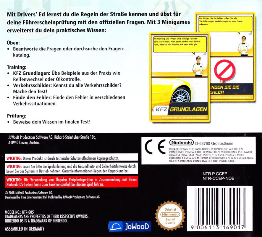 Back Cover for Drivers Ed Portable: U.S.A. Edition (Nintendo DS)