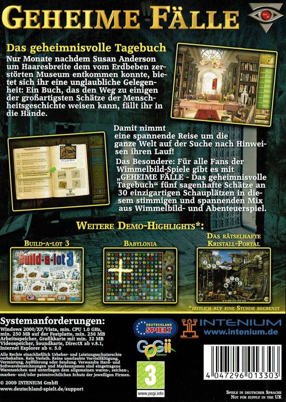 Back Cover for Adventure Chronicles: The Search for Lost Treasure (Windows)