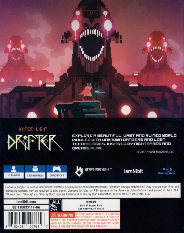 Back Cover for Hyper Light Drifter (Limited Edition) (PlayStation 4) (iam8bit release)