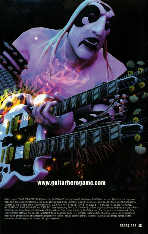 Manual for Guitar Hero II (Xbox 360) (Box w/ Guitar Controller): Back