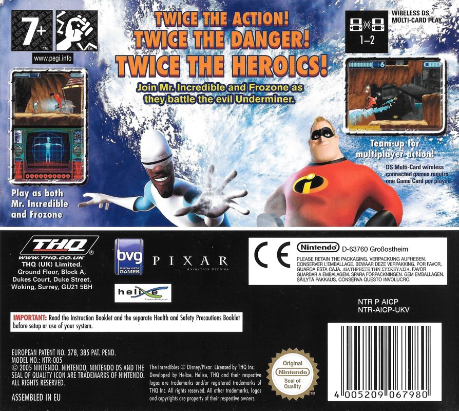 Back Cover for The Incredibles: Rise of the Underminer (Nintendo DS)