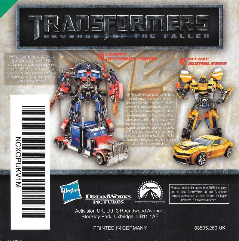 Manual for Transformers: Revenge of the Fallen - Decepticons (Nintendo DS): Back