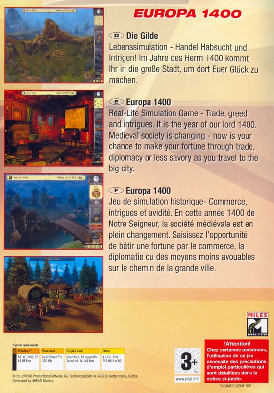 Other for 15 Giant Games Vol.1 (Windows): Europa 1400 Keep Case - Back