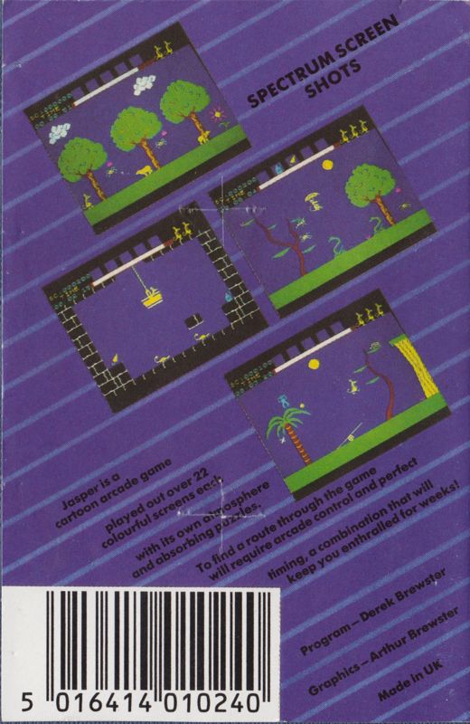 Back Cover for Jasper! (ZX Spectrum) (Zeppelin release)