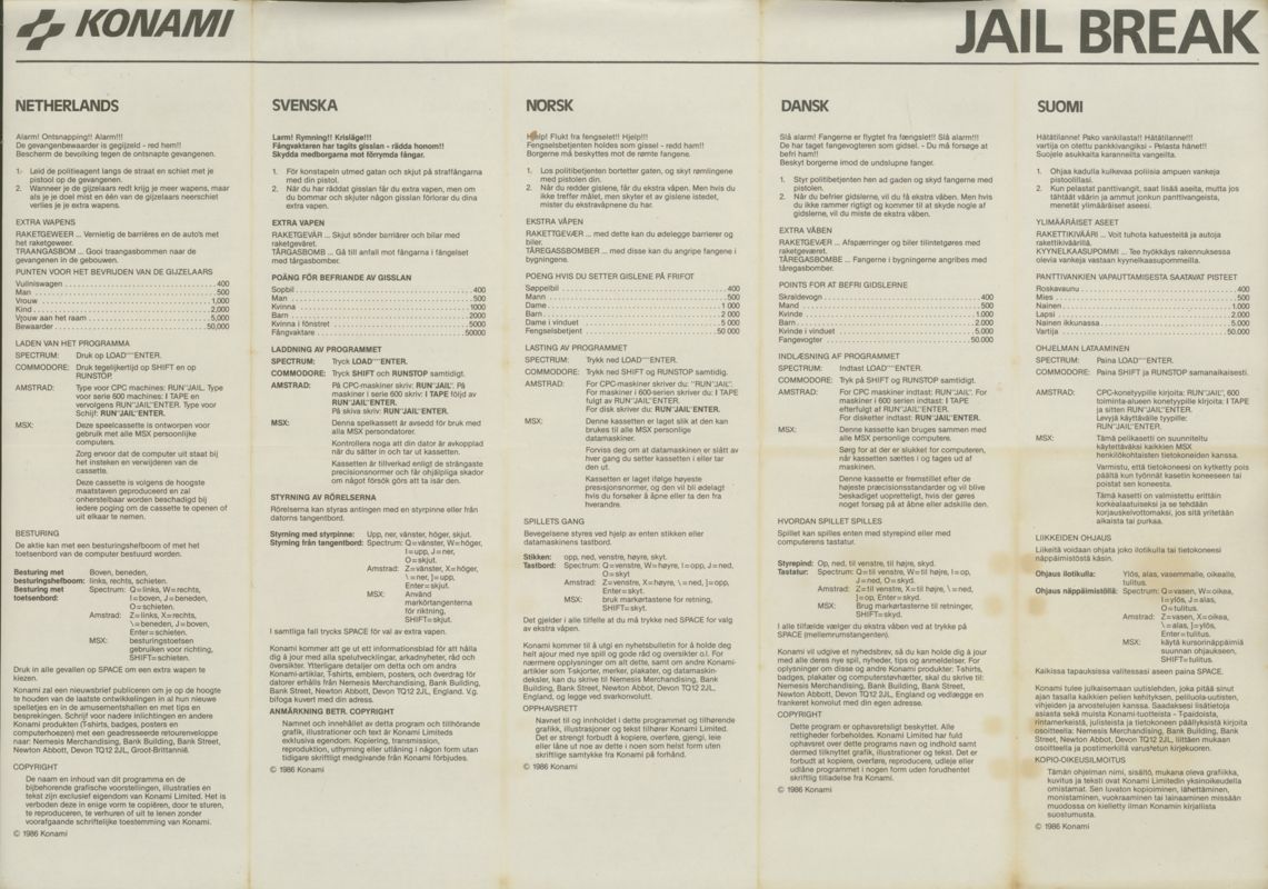 Manual for Jail Break (ZX Spectrum): Side B