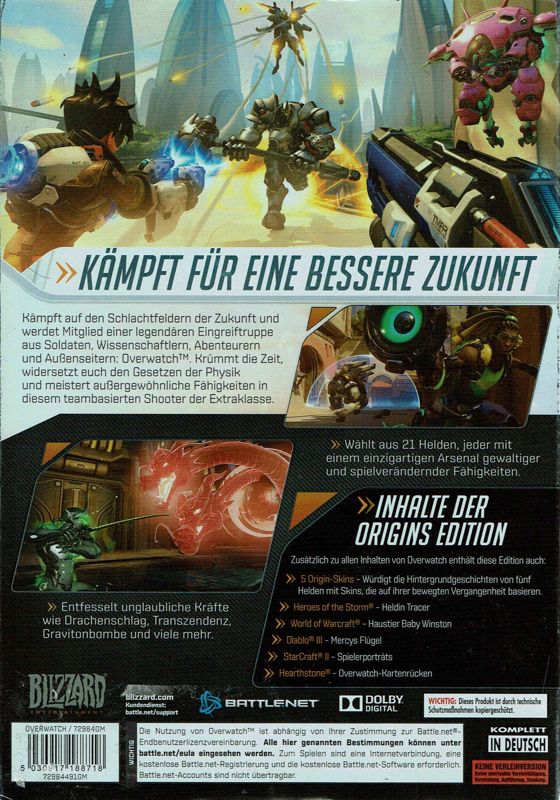Back Cover for Overwatch (Origins Edition) (Windows)