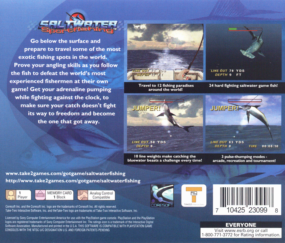 Back Cover for Saltwater Sportfishing (PlayStation)