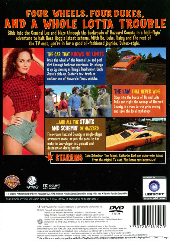 Back Cover for The Dukes of Hazzard: Return of the General Lee (PlayStation 2)