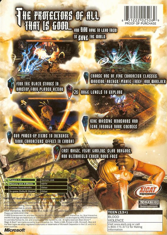 Back Cover for Black Stone: Magic & Steel (Xbox)