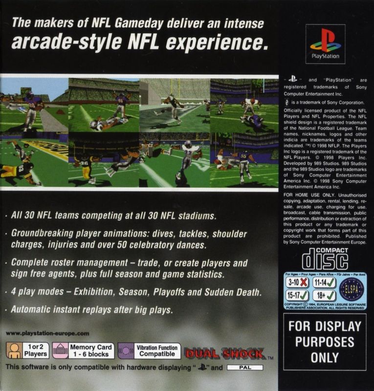 Back Cover for NFL Xtreme (PlayStation) (Promotional copy)