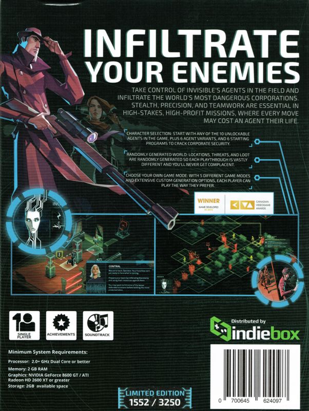 Back Cover for Invisible, Inc. (Limited Edition) (Linux and Macintosh and Windows)