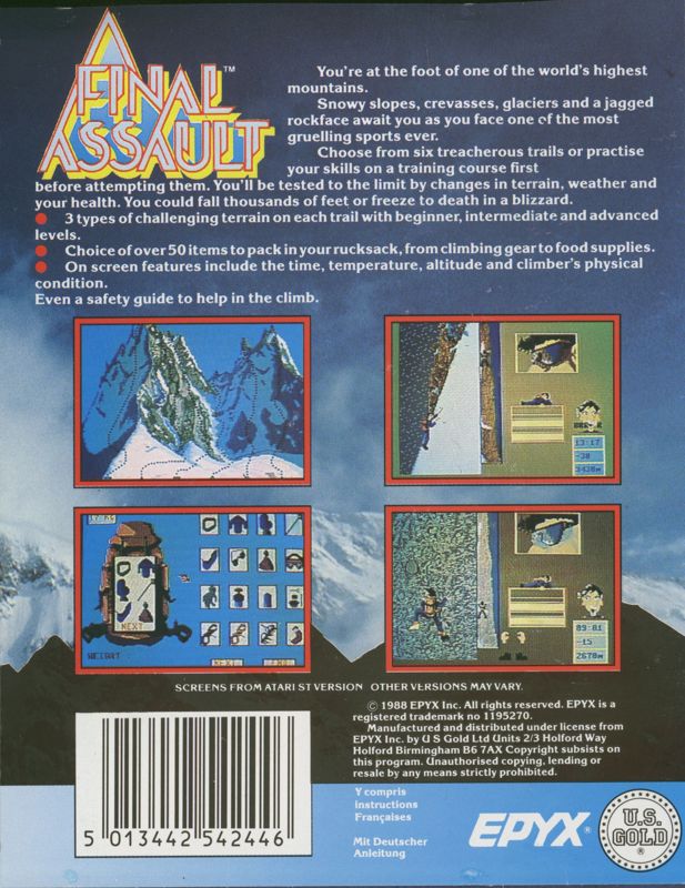 Back Cover for Final Assault (ZX Spectrum)