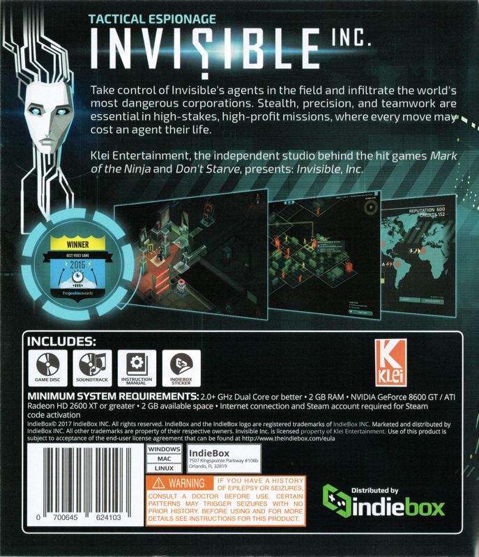 Other for Invisible, Inc. (Limited Edition) (Linux and Macintosh and Windows): Keep Case - Back