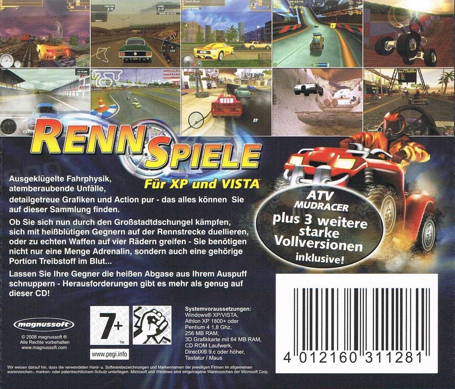 Back Cover for Rennspiele für XP und Vista (Windows) (Software Pyramide release)