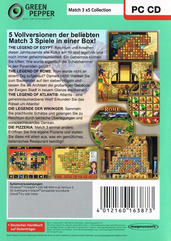 Back Cover for Match 3 x5 Collection (Windows) (Green Pepper release)