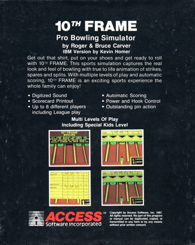 Back Cover for 10th Frame (DOS)