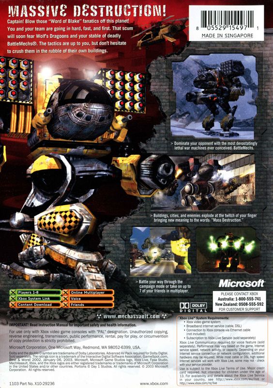 MechAssault cover or packaging material - MobyGames