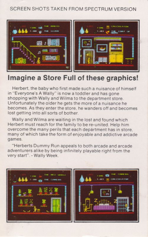 Inside Cover for Herbert's Dummy Run (ZX Spectrum)