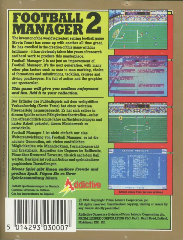 Back Cover for Football Manager 2 (ZX Spectrum)