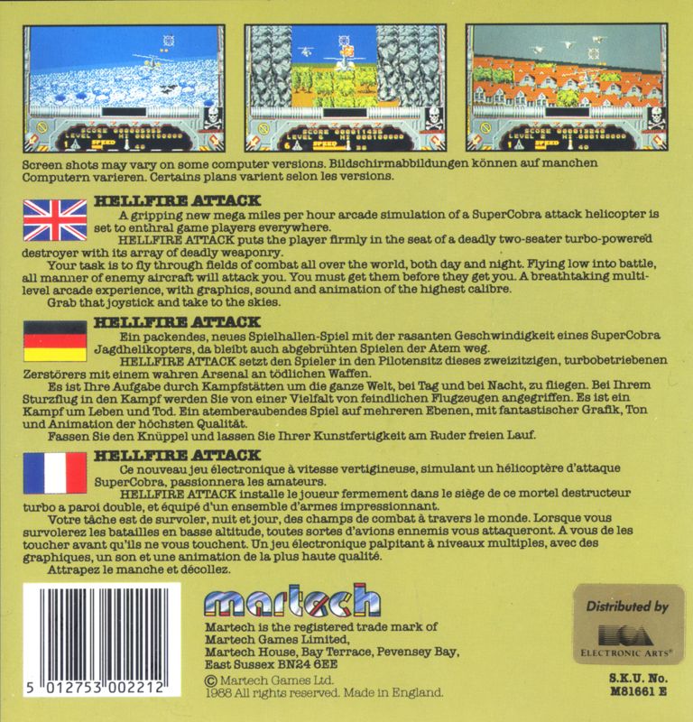 Back Cover for Hellfire Attack (ZX Spectrum)