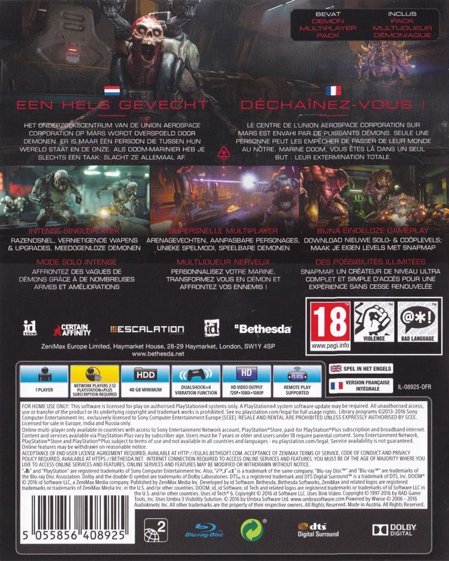 Other for Doom (UAC Pack) (PlayStation 4): Keep Case - Back