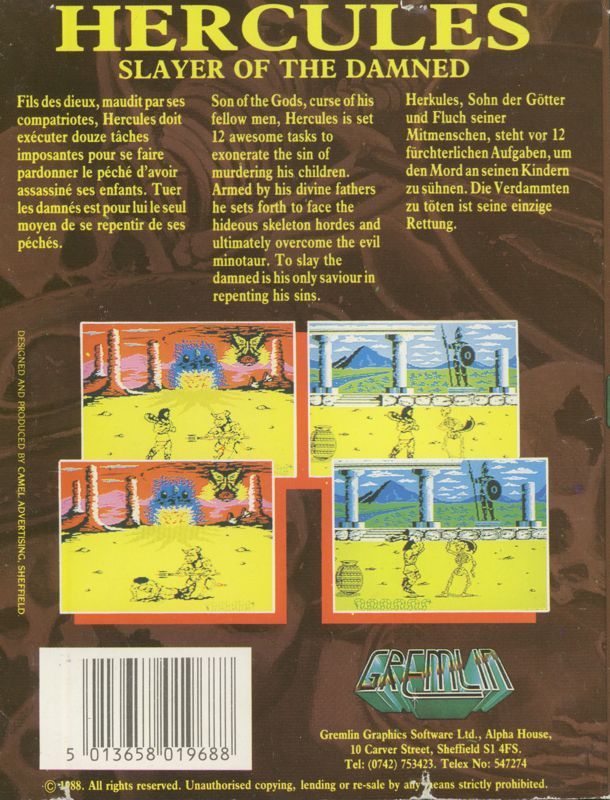 Back Cover for Hercules: Slayer of the Damned! (ZX Spectrum)