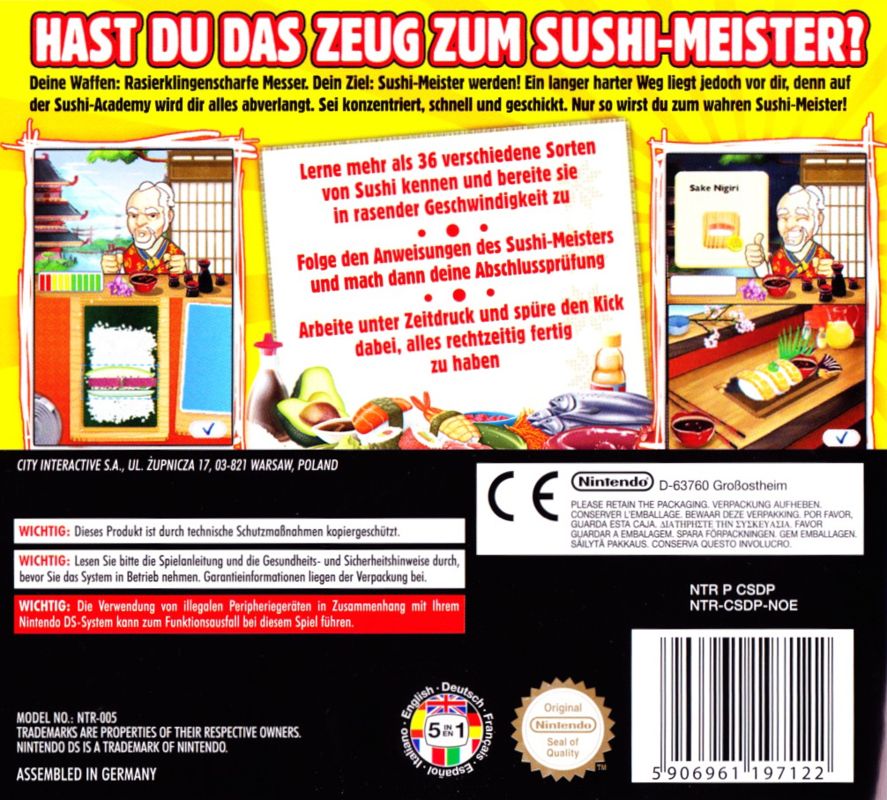 Back Cover for Sushi Academy (Nintendo DS)