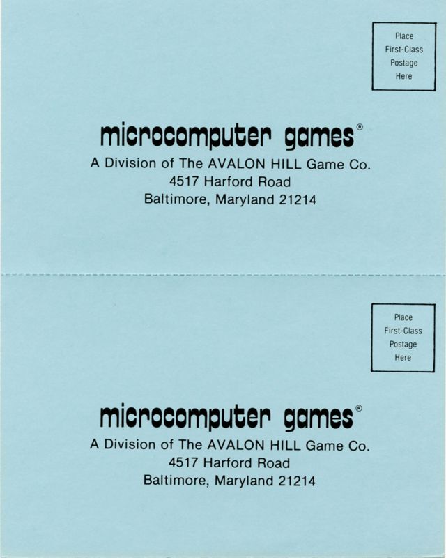 Extras for Super Bowl Sunday (Apple II): Registration Card - Front