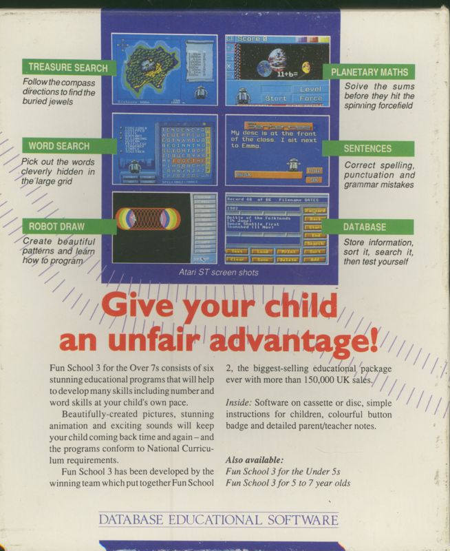 Back Cover for Fun School 3: for the over 7s (ZX Spectrum)