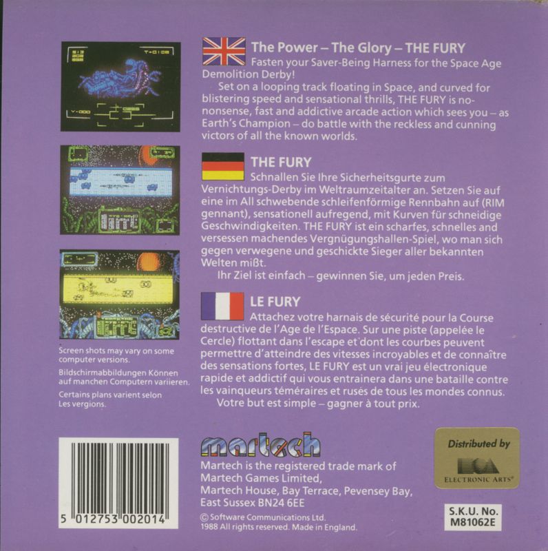 Back Cover for The Fury (ZX Spectrum)