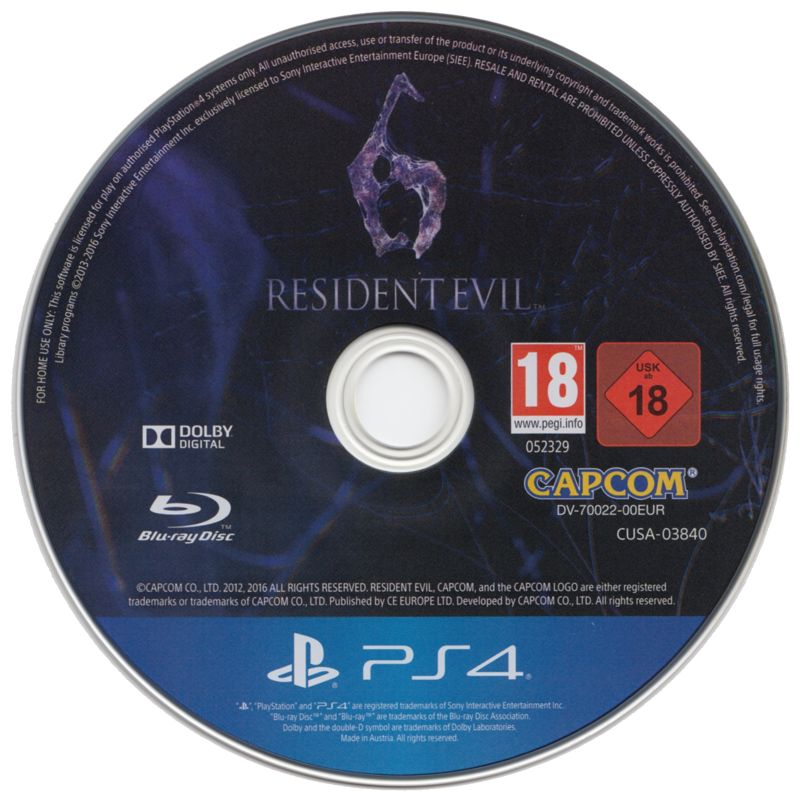 Media for Resident Evil 6 (PlayStation 4)