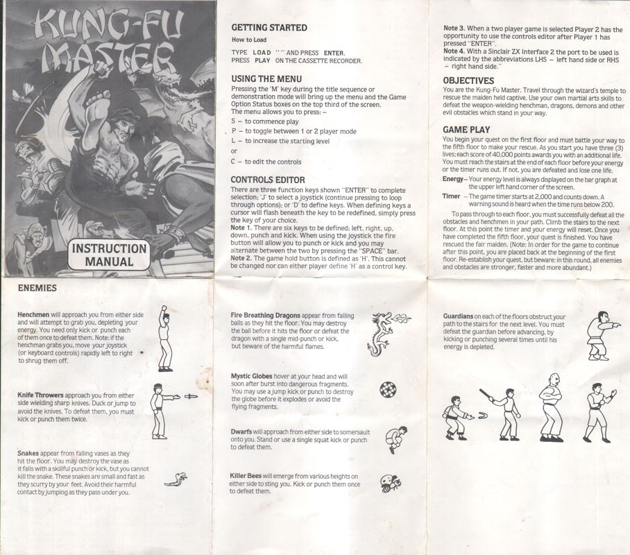 Manual for Kung-Fu Master (ZX Spectrum): Side A