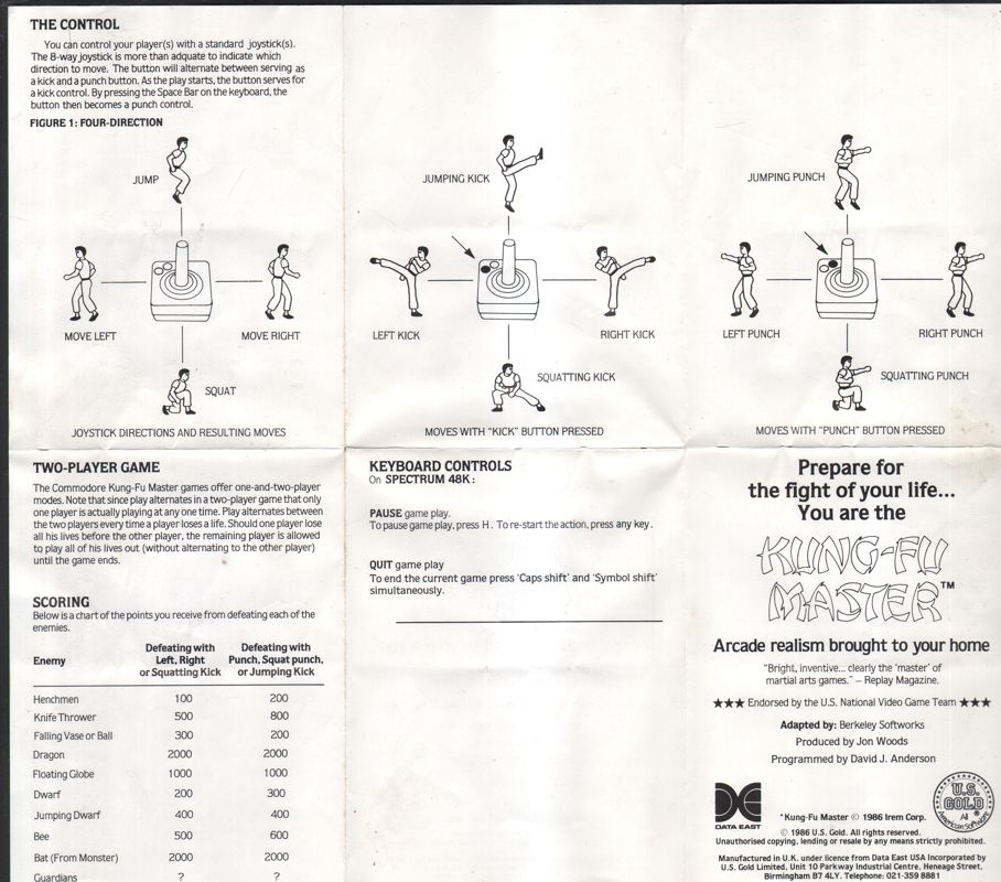 Manual for Kung-Fu Master (ZX Spectrum): Side B
