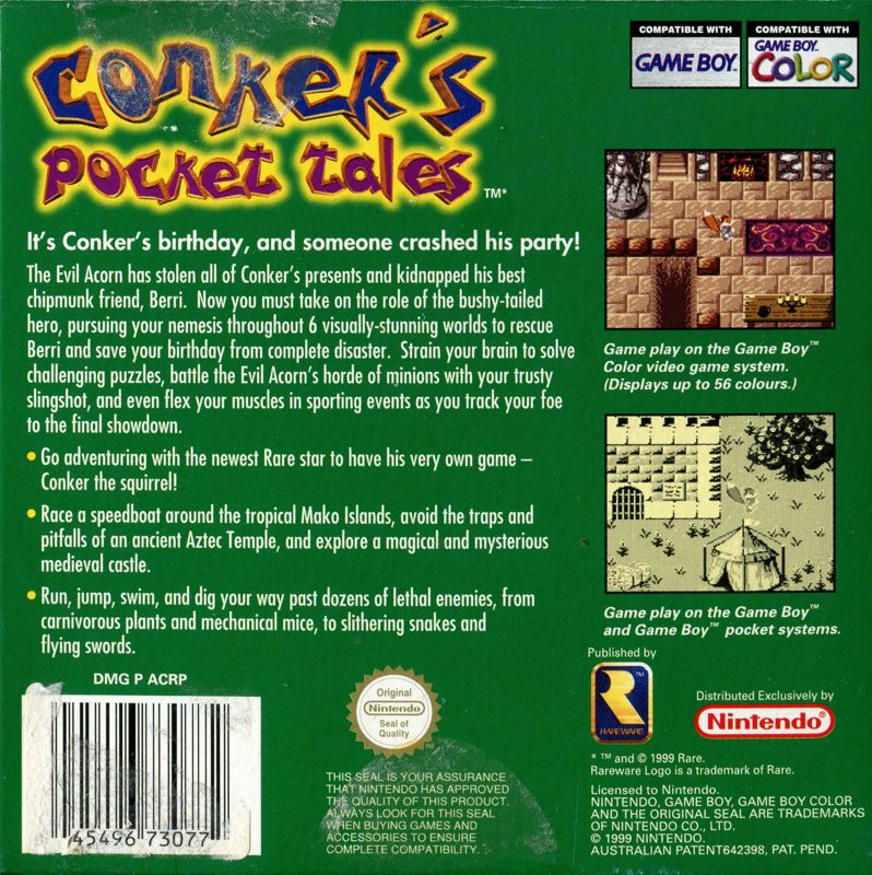 Back Cover for Conker's Pocket Tales (Game Boy Color)
