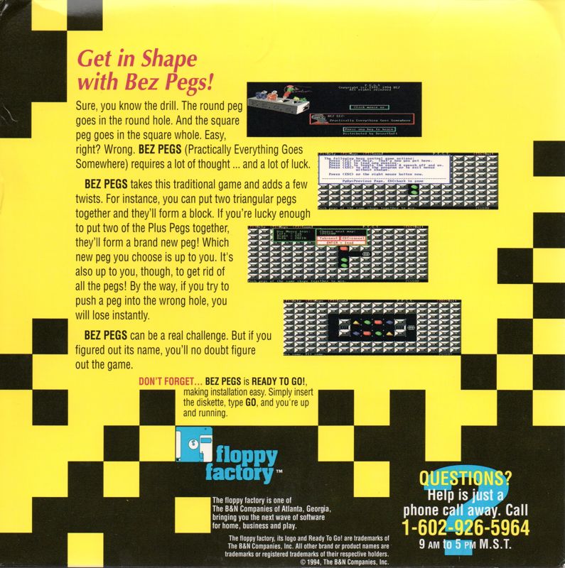 Back Cover for Bez Pegs (DOS)