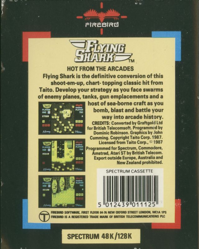 Back Cover for Sky Shark (ZX Spectrum)