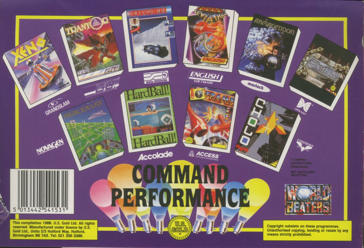 Back Cover for Command Performance (ZX Spectrum)