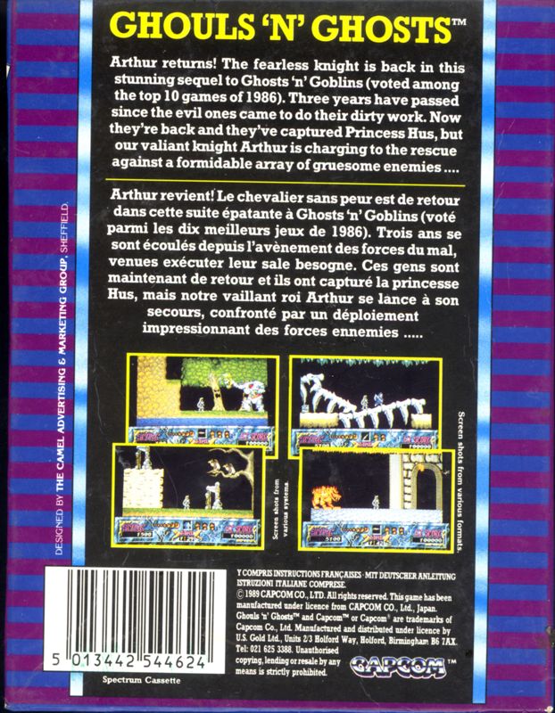 Back Cover for Ghouls 'N Ghosts (ZX Spectrum)