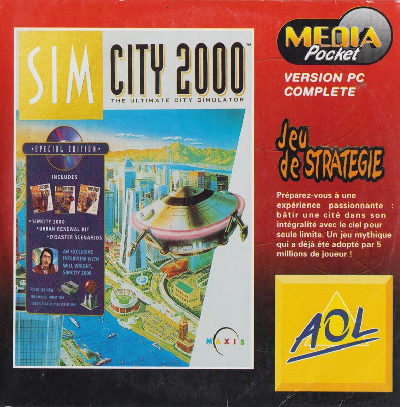 Front Cover for SimCity 2000: CD Collection (DOS and Windows and Windows 3.x) ("Media Pocket" release with AOL (1999))