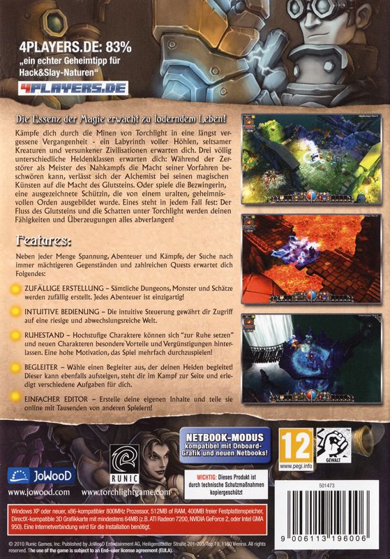 Back Cover for Torchlight (Windows) (Patched re-release with artbook)