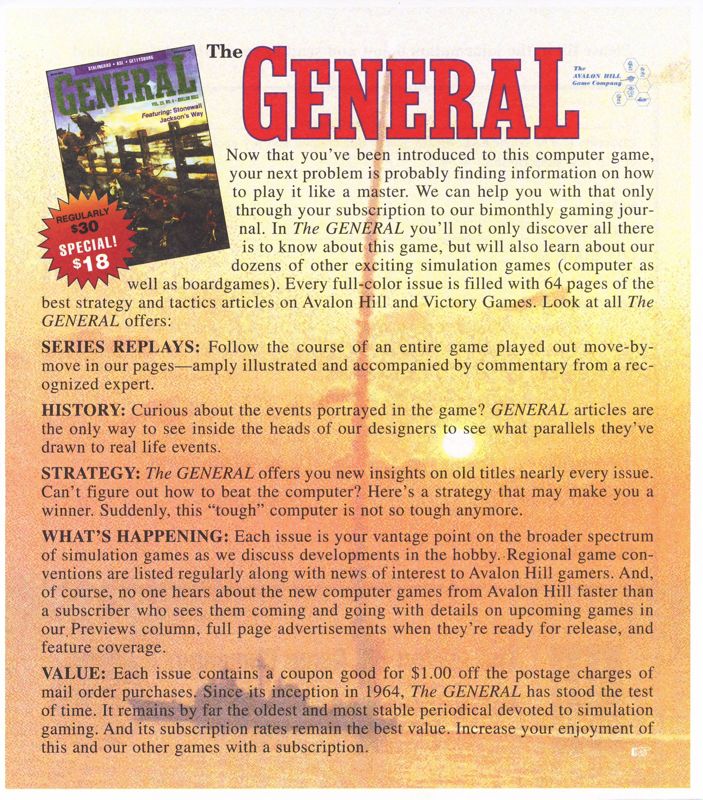 Extras for Flight Commander 2 (Macintosh and Windows 3.x): The General Magazine Ad - Front
