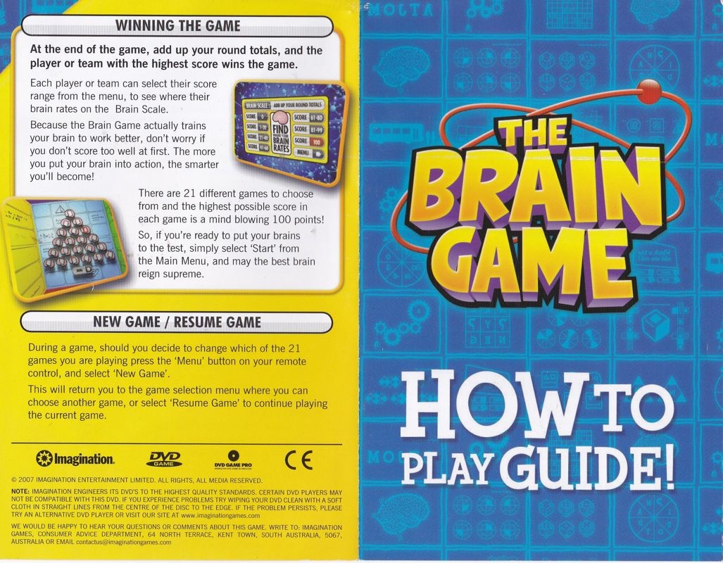 Media for The Brain Game (DVD Player): Frontl and Back pages