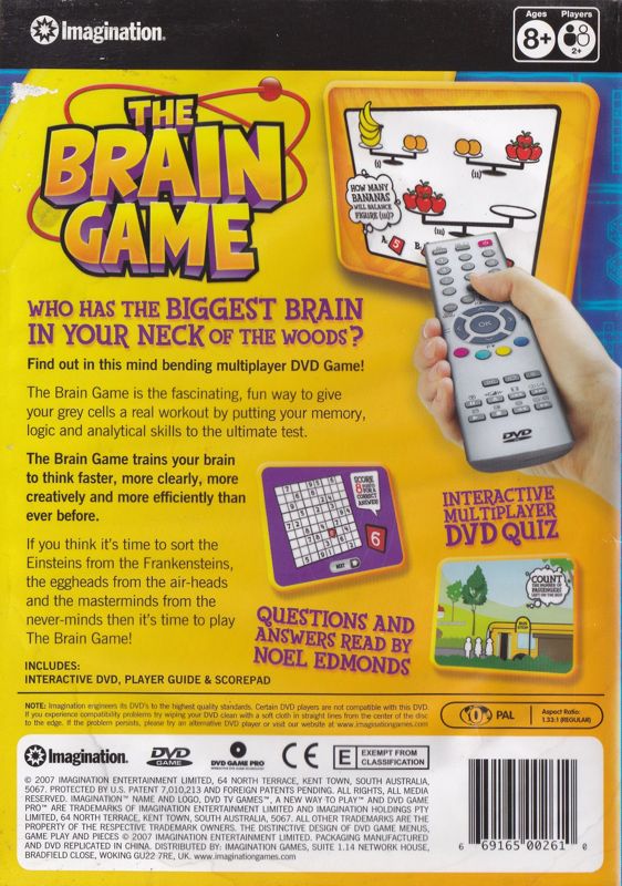 Back Cover for The Brain Game (DVD Player)