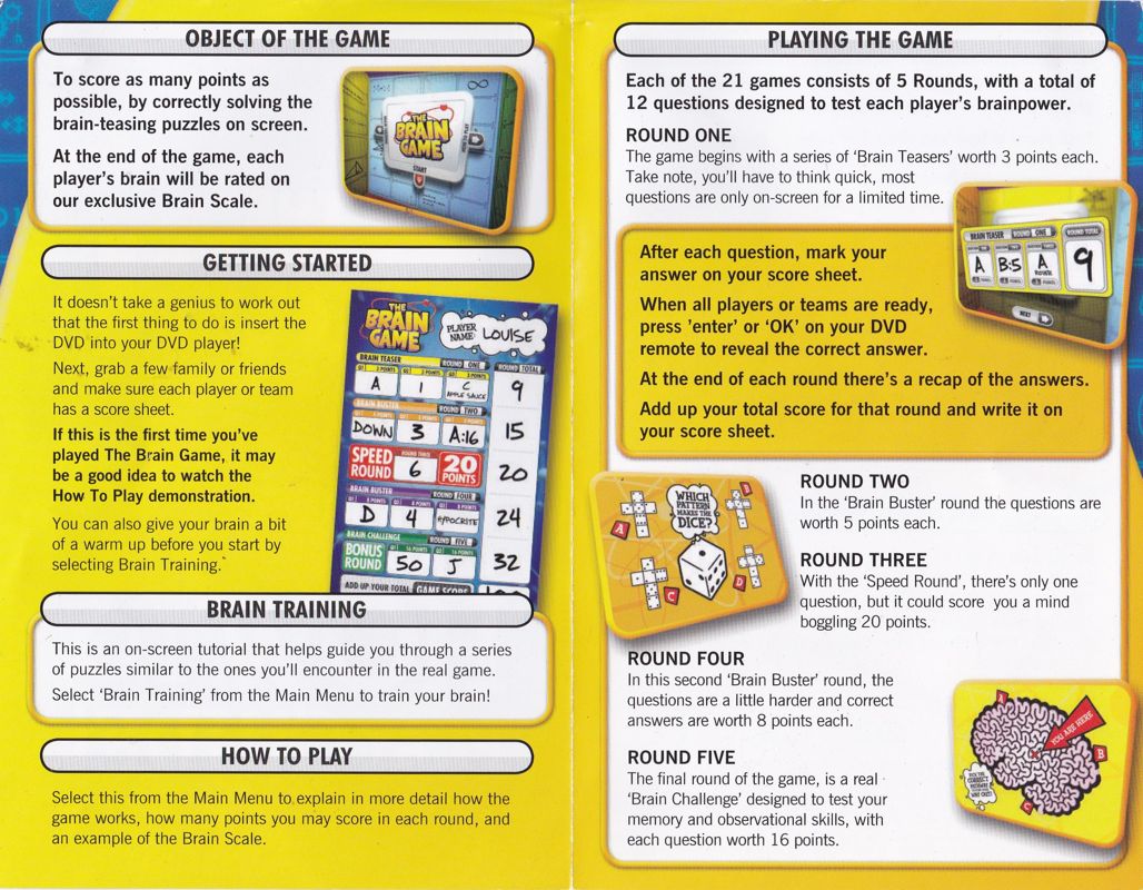 Manual for The Brain Game (DVD Player): Inner pages