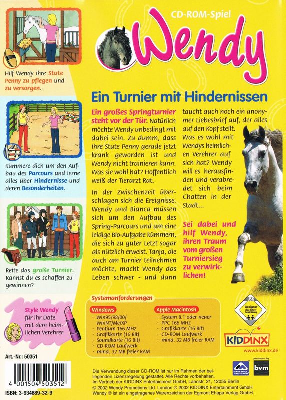 Back Cover for Wendy: Ein Turnier mit Hindernissen (Macintosh and Windows)